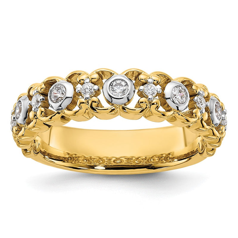 14k Yellow Gold Two Tone 1/4 Ct. Lab Grown Diamond VS/SI+ G+ Wedding Band Ring