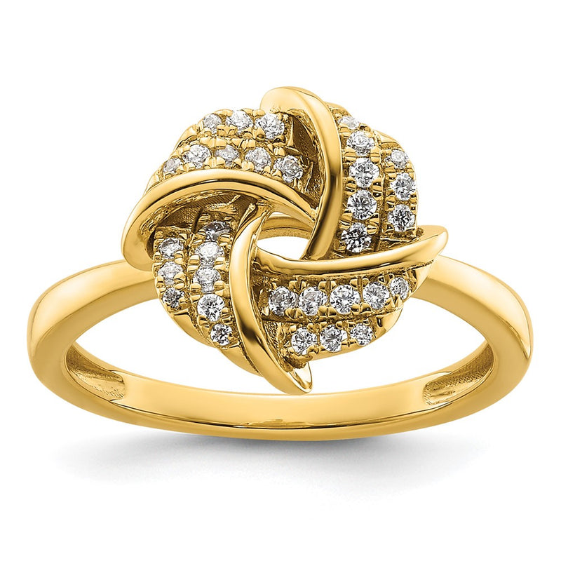 14k Yellow Gold Lab Grown VS/SI FGH Diamond Love Knot Ring
