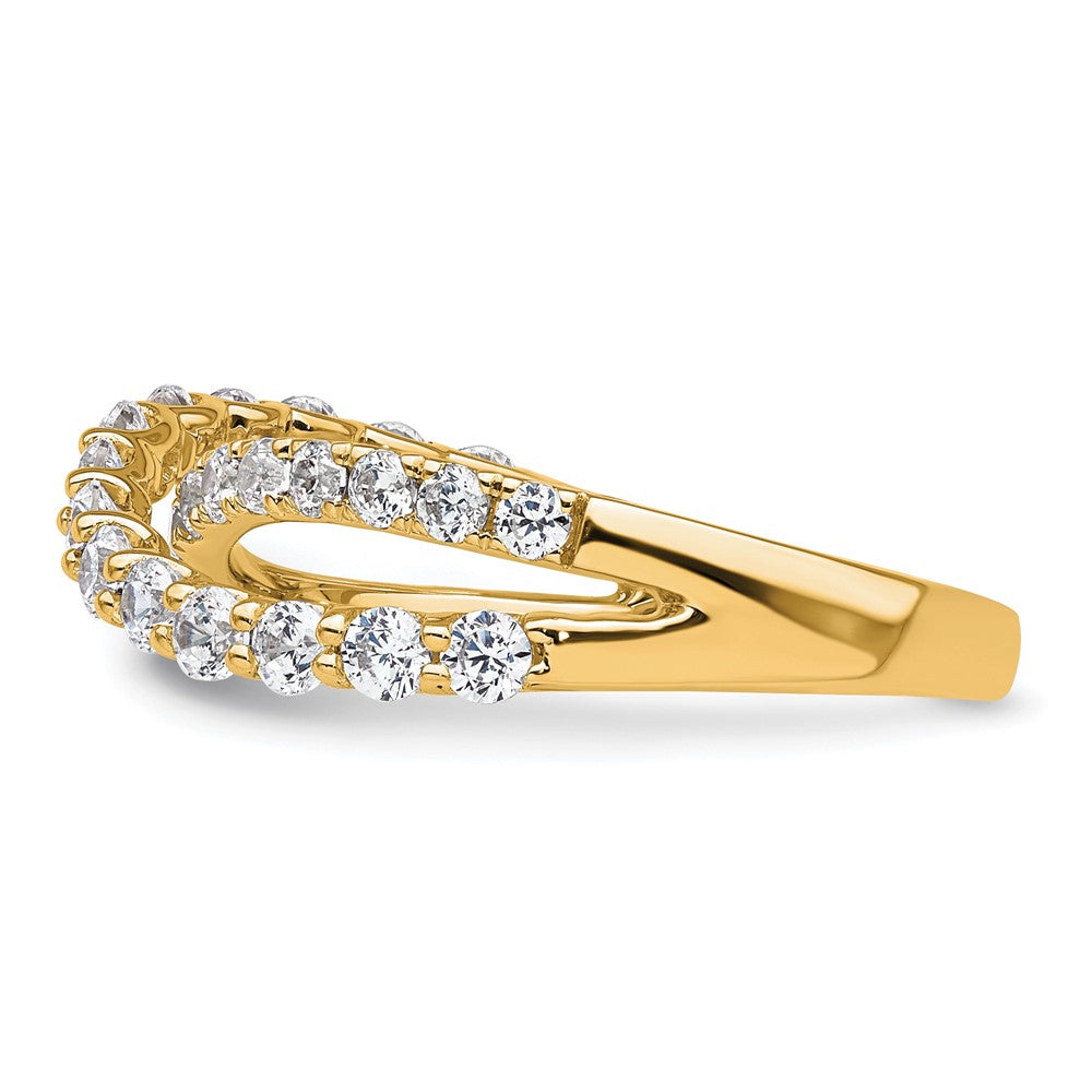 True Origin 14K Yellow Gold 1 carat Lab Grown Diamond VS+ F+ Complete Crisscross Wedding Band Ring