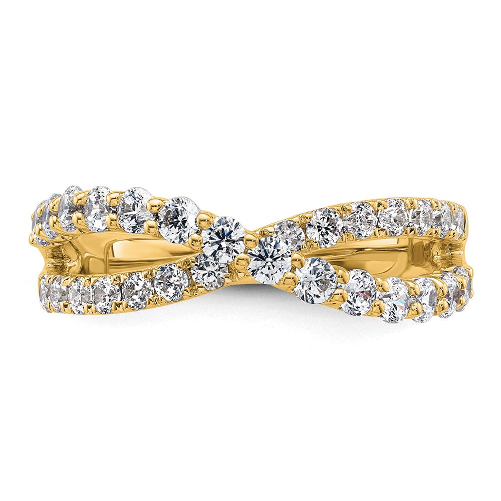 True Origin 14K Yellow Gold 1 carat Lab Grown Diamond VS+ F+ Complete Crisscross Wedding Band Ring
