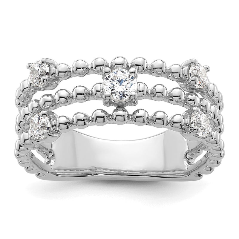 14K White Gold True Origin 3/8 Carat Lab Grown Diamond Vs D E F Triple Band