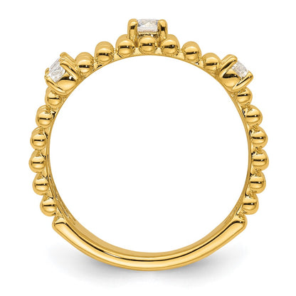 True Origin 14K Yellow Gold 3/8 carat Lab Grown Diamond VS+ F+ Complete Triple Wedding Band Ring