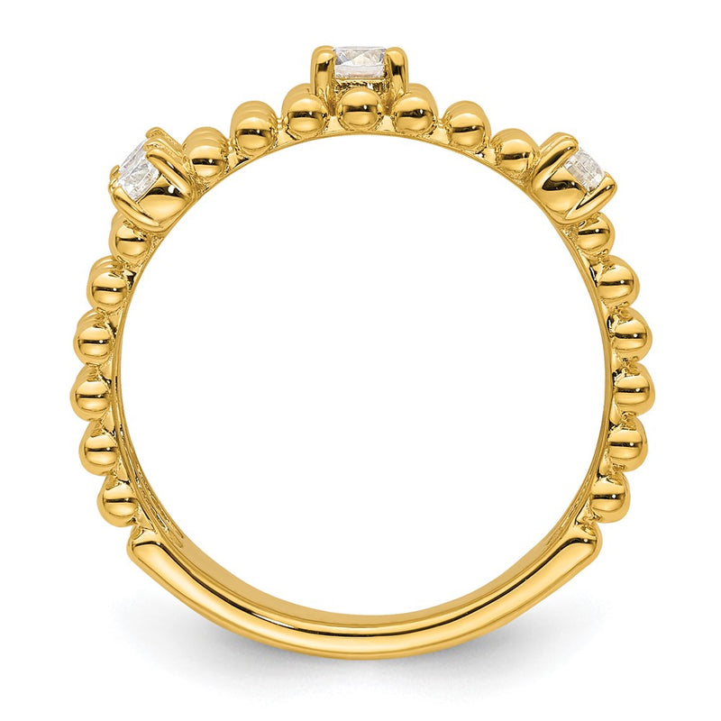 True Origin 14K Yellow Gold 3/8 carat Lab Grown Diamond VS+ F+ Complete Triple Wedding Band Ring