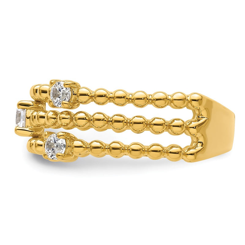 True Origin 14K Yellow Gold 3/8 carat Lab Grown Diamond VS+ F+ Complete Triple Wedding Band Ring