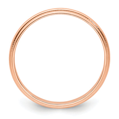 Solid 14K Yellow Gold Rose Gold 3mm Light Weight Milgrain Half Round Men's/Women's Wedding Band Ring Size 13.5
