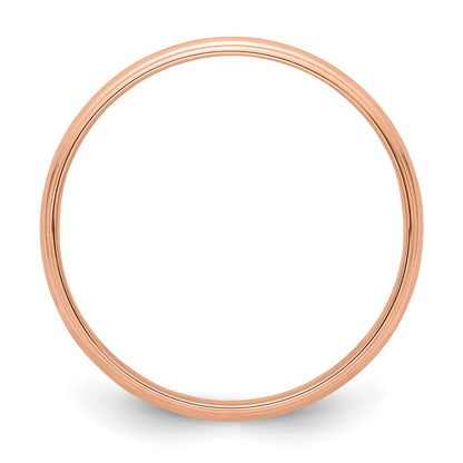 14k Rose Gold 4mm Lightweight Milgrain Half Round Wedding Band Ring