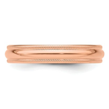 Solid 14K Yellow Gold Rose Gold 4mm Light Weight Milgrain Half Round Men's/Women's Wedding Band Ring Size 10.5