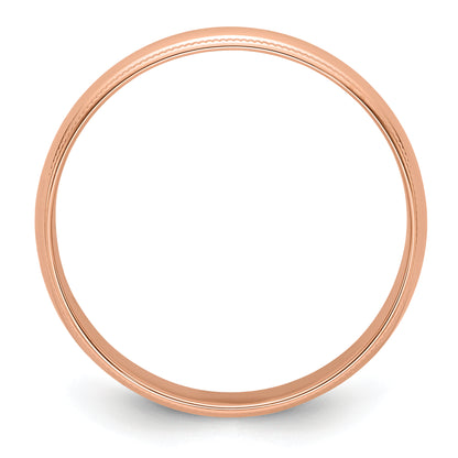 Solid 14K Yellow Gold Rose Gold 5mm Light Weight Milgrain Half Round Men's/Women's Wedding Band Ring Size 10