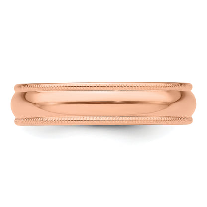 Solid 14K Yellow Gold Rose Gold 5mm Light Weight Milgrain Half Round Men's/Women's Wedding Band Ring Size 10