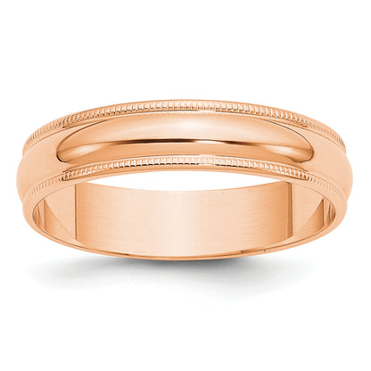 Solid 14K Yellow Gold Rose Gold 5mm Light Weight Milgrain Half Round Men's/Women's Wedding Band Ring Size 10