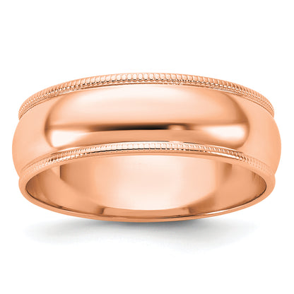 Solid 14K Yellow Gold Rose Gold 6mm Light Weight Milgrain Half Round Men's/Women's Wedding Band Ring Size 10