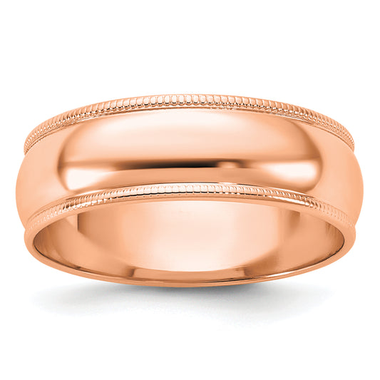 Solid 14K Yellow Gold Rose Gold 6mm Light Weight Milgrain Half Round Men's/Women's Wedding Band Ring Size 10