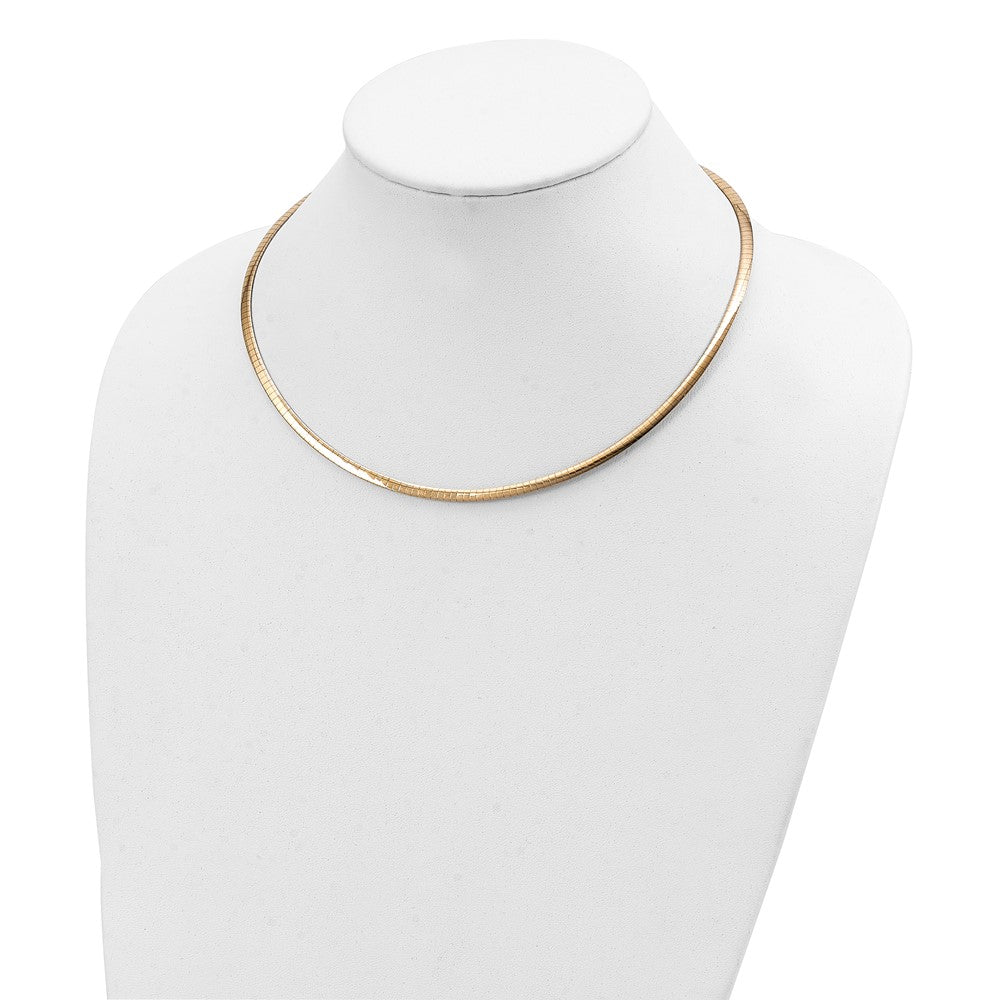 14K Two-Tone 3mm Reversible White & Yellow Domed Omega Necklace