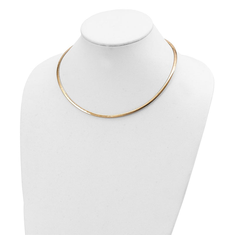 14K Two-Tone 3mm Reversible White & Yellow Domed Omega Necklace