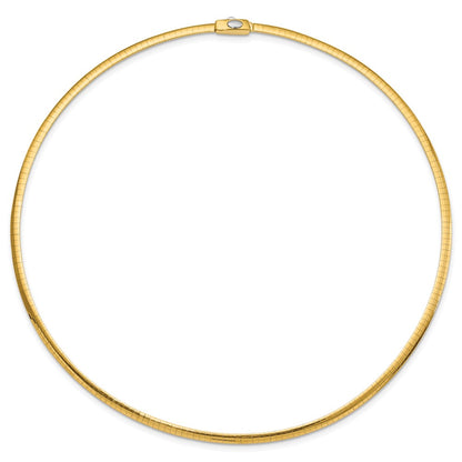 14K Two-Tone 3mm Reversible White & Yellow Domed Omega Necklace