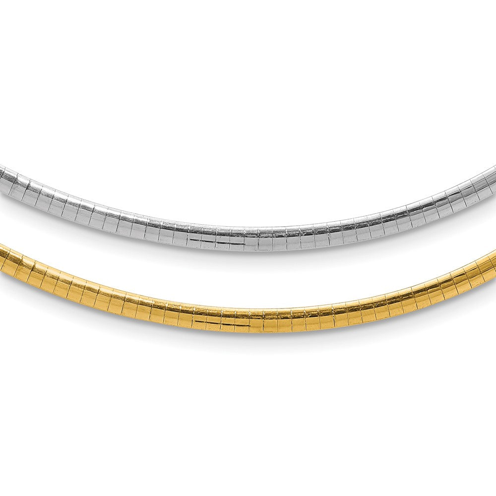 14K Two-Tone 3mm Reversible White & Yellow Domed Omega Necklace