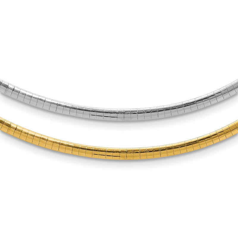 14K Two-Tone 3mm Reversible White & Yellow Domed Omega Necklace