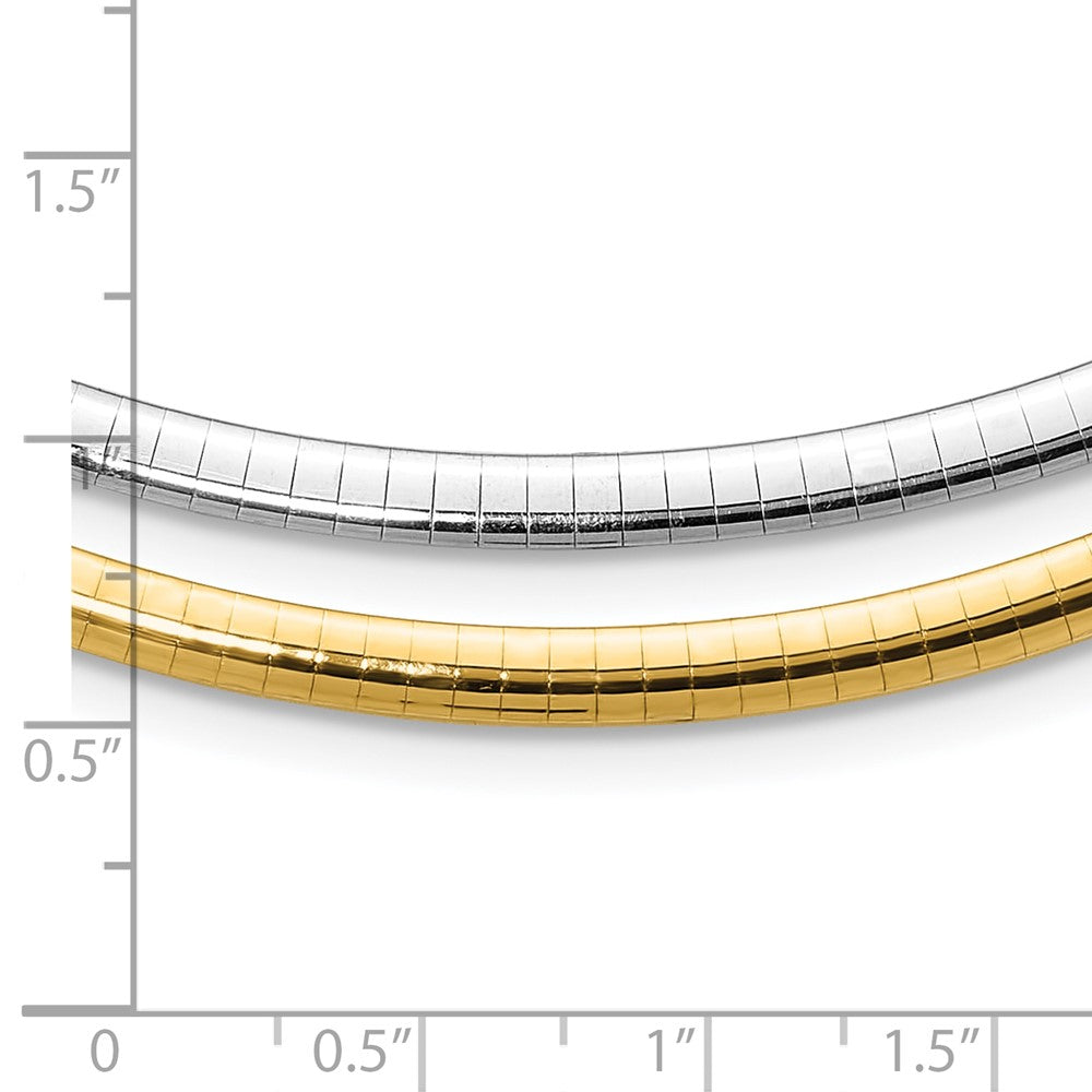 14K Two-Tone 4mm Reversible White & Yellow Domed Omega Necklace