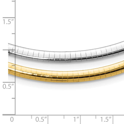 14K Two-Tone 4mm Reversible White & Yellow Domed Omega Necklace
