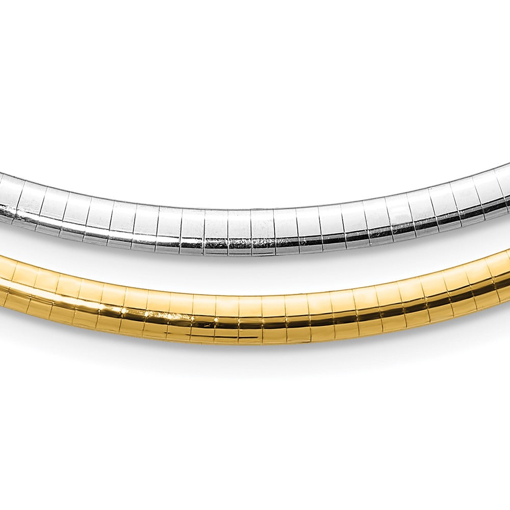 14K Two-Tone 4mm Reversible White & Yellow Domed Omega Necklace