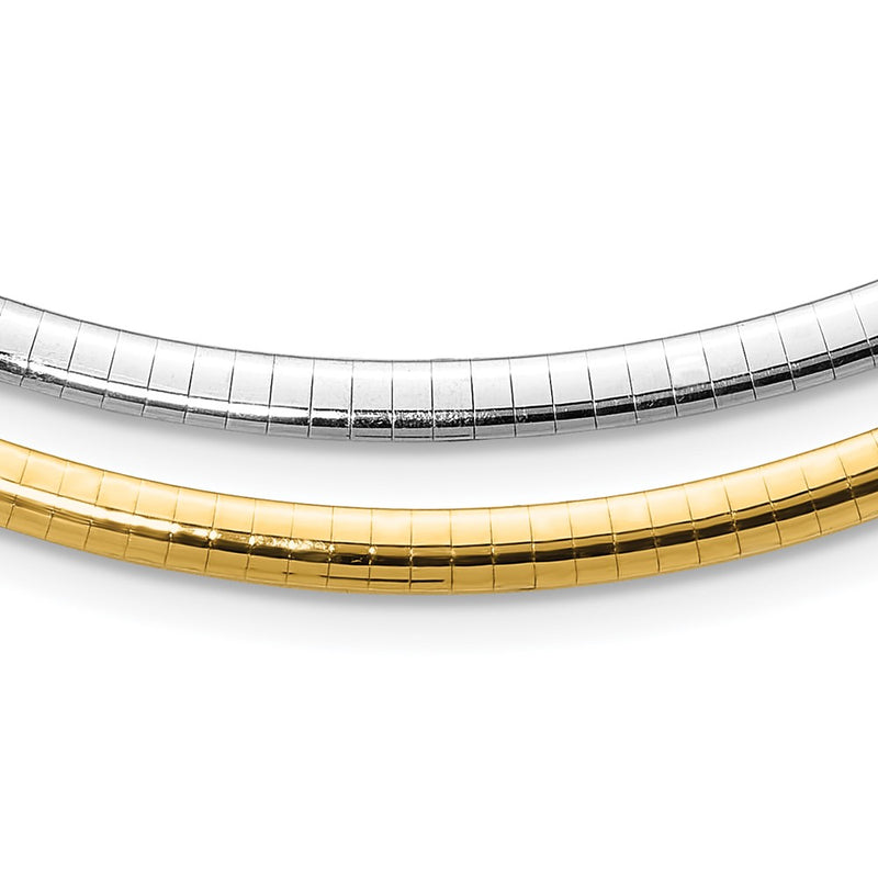 14K Two-Tone 4mm Reversible White & Yellow Domed Omega Necklace