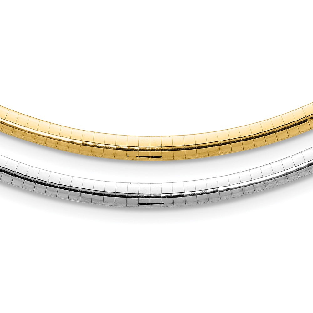 14K Two-Tone 4mm Reversible White & Yellow Domed Omega Necklace