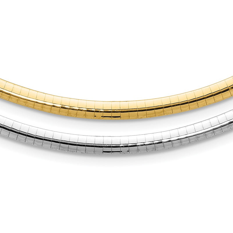 14K Two-Tone 4mm Reversible White & Yellow Domed Omega Necklace