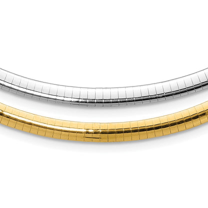 14K Two-Tone 5mm Reversible White & Yellow Domed Omega Necklace