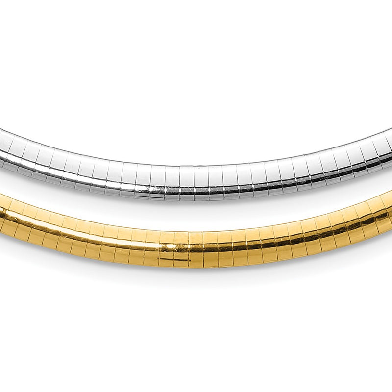 14K Two-Tone 5mm Reversible White & Yellow Domed Omega Necklace