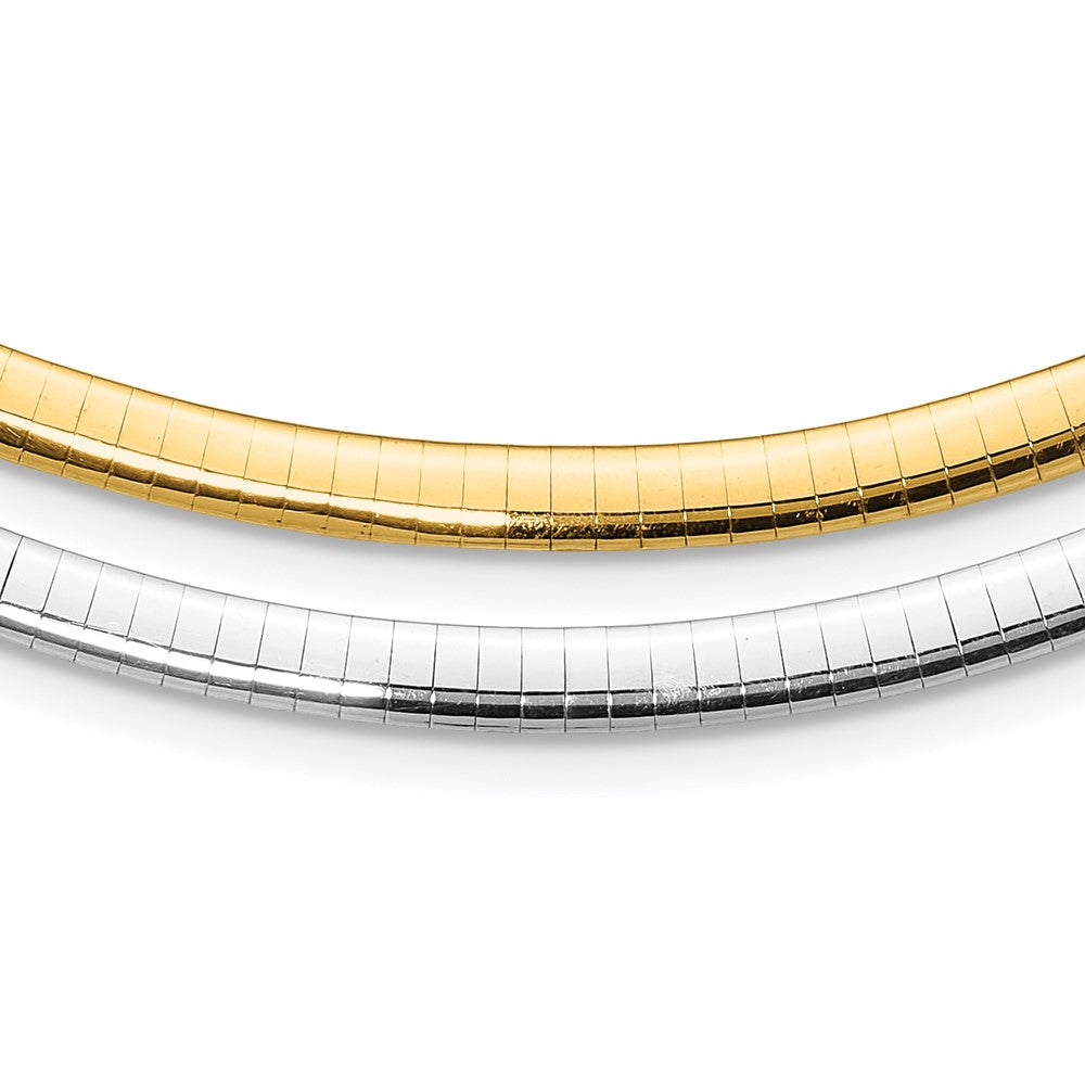 14K Two-Tone 5mm Reversible White & Yellow Domed Omega Necklace