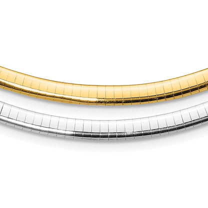 14K Two-Tone 5mm Reversible White & Yellow Domed Omega Necklace