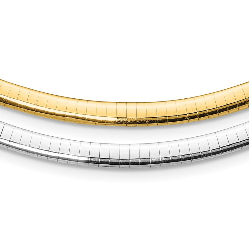 14K Two-Tone 5mm Reversible White & Yellow Domed Omega Necklace