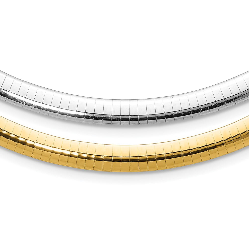 14K Two-Tone 6mm Reversible White & Yellow Domed Omega Necklace