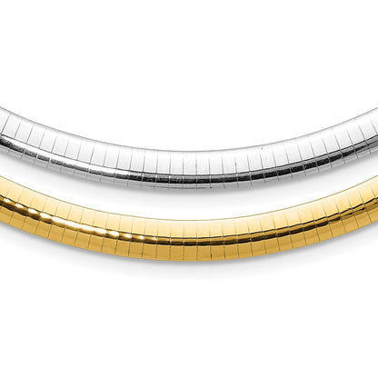14K Two-Tone 6mm Reversible White & Yellow Domed Omega Necklace