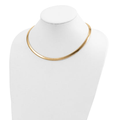14K Two-Tone 6mm Reversible White & Yellow Domed Omega Necklace