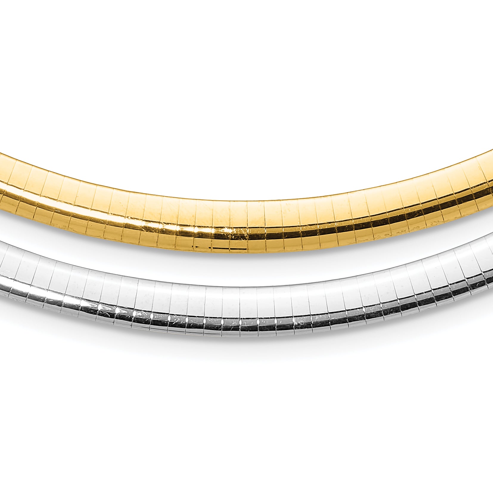 14K Two-Tone 6mm Reversible White & Yellow Domed Omega Necklace