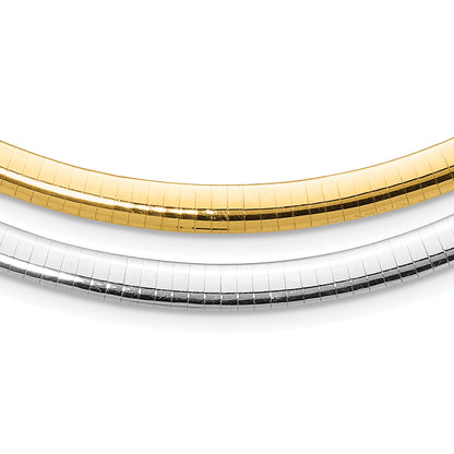 14K Two-Tone 6mm Reversible White & Yellow Domed Omega Necklace