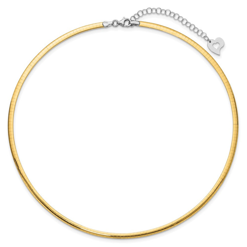 14K Two-Tone Lt Reversible 3mm Omega W/Extender Necklace