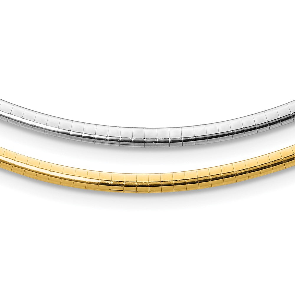 14K Two-Tone Lt Reversible 3mm Omega W/Extender Necklace
