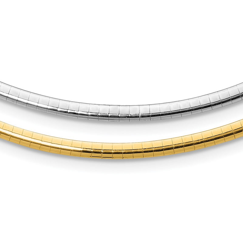 14K Two-Tone Lt Reversible 3mm Omega W/Extender Necklace