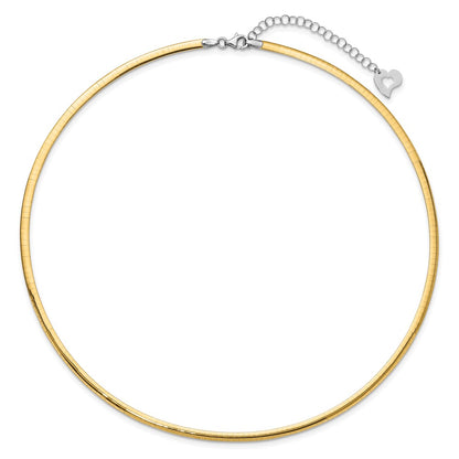 14K Two-Tone Lt Reversible 3mm Omega W/Extender Necklace