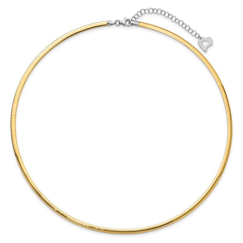 14K Two-Tone Lt Reversible 3mm Omega W/Extender Necklace