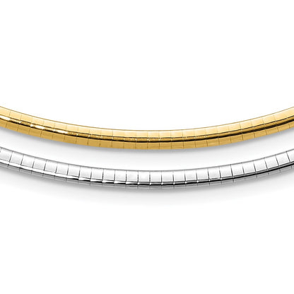 14K Two-Tone Lt Reversible 3mm Omega W/Extender Necklace