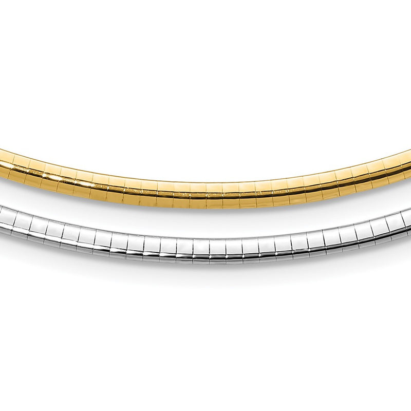 14K Two-Tone Lt Reversible 3mm Omega W/Extender Necklace