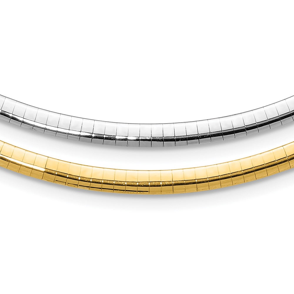 14K Two-Tone Lt Reversible 4mm Omega W/Extender Necklace