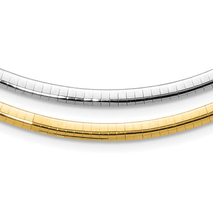 14K Two-Tone Lt Reversible 4mm Omega W/Extender Necklace