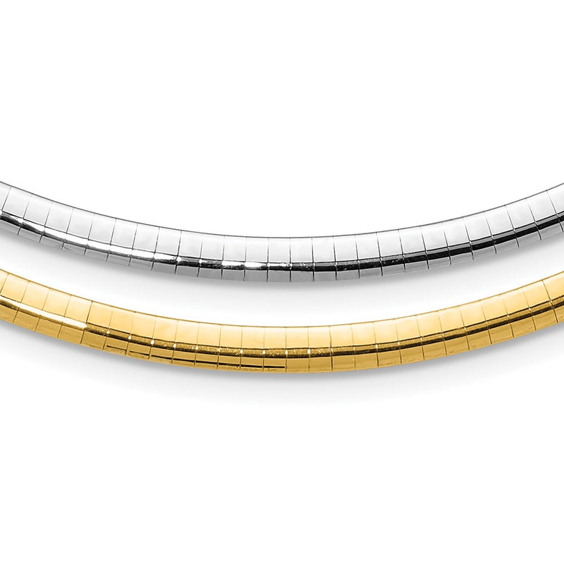 14K Two-Tone Lt Reversible 4mm Omega W/Extender Necklace