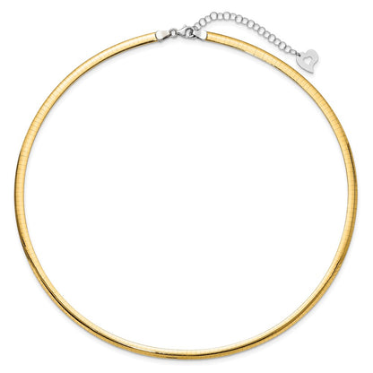 14K Two-Tone Lt Reversible 4mm Omega W/Extender Necklace