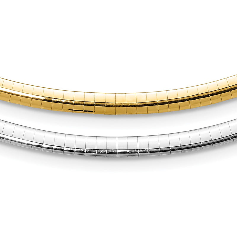 14K Two-Tone Lt Reversible 4mm Omega W/Extender Necklace