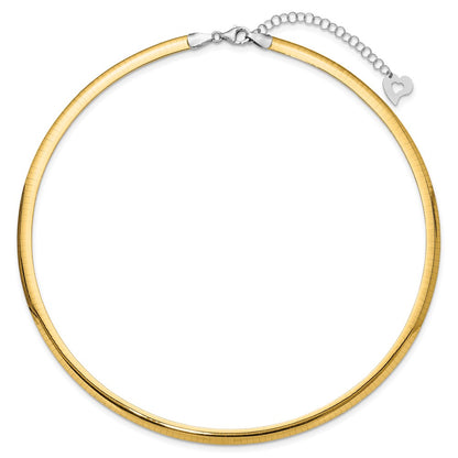 14K Two-Tone Lt Reversible 5mm Omega W/Extender Necklace